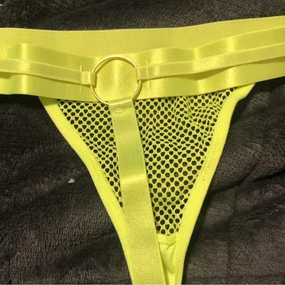 4 Piece Mesh Neon Green Lingerie Set size L - Picture 9 of 11